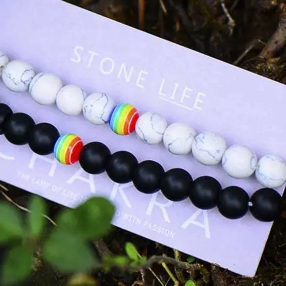 Natural Stone Chakra Rainbow Bead Bracelets for Men Women Strand Bracelet - Picture 1 of 4